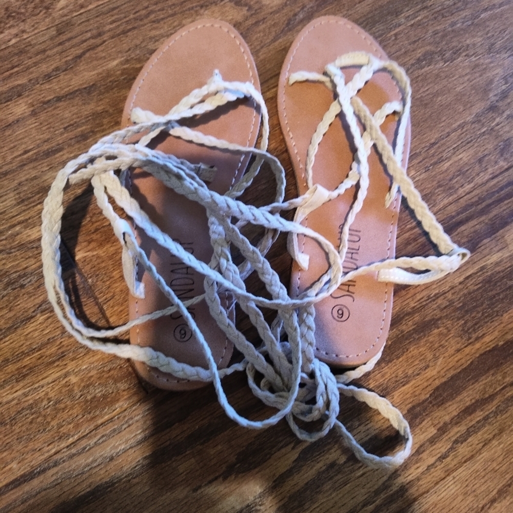 MIA Brown Sandals with Braided Straps